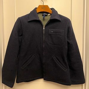 Patagonia 100% wool coat, size small/medium, navy blue